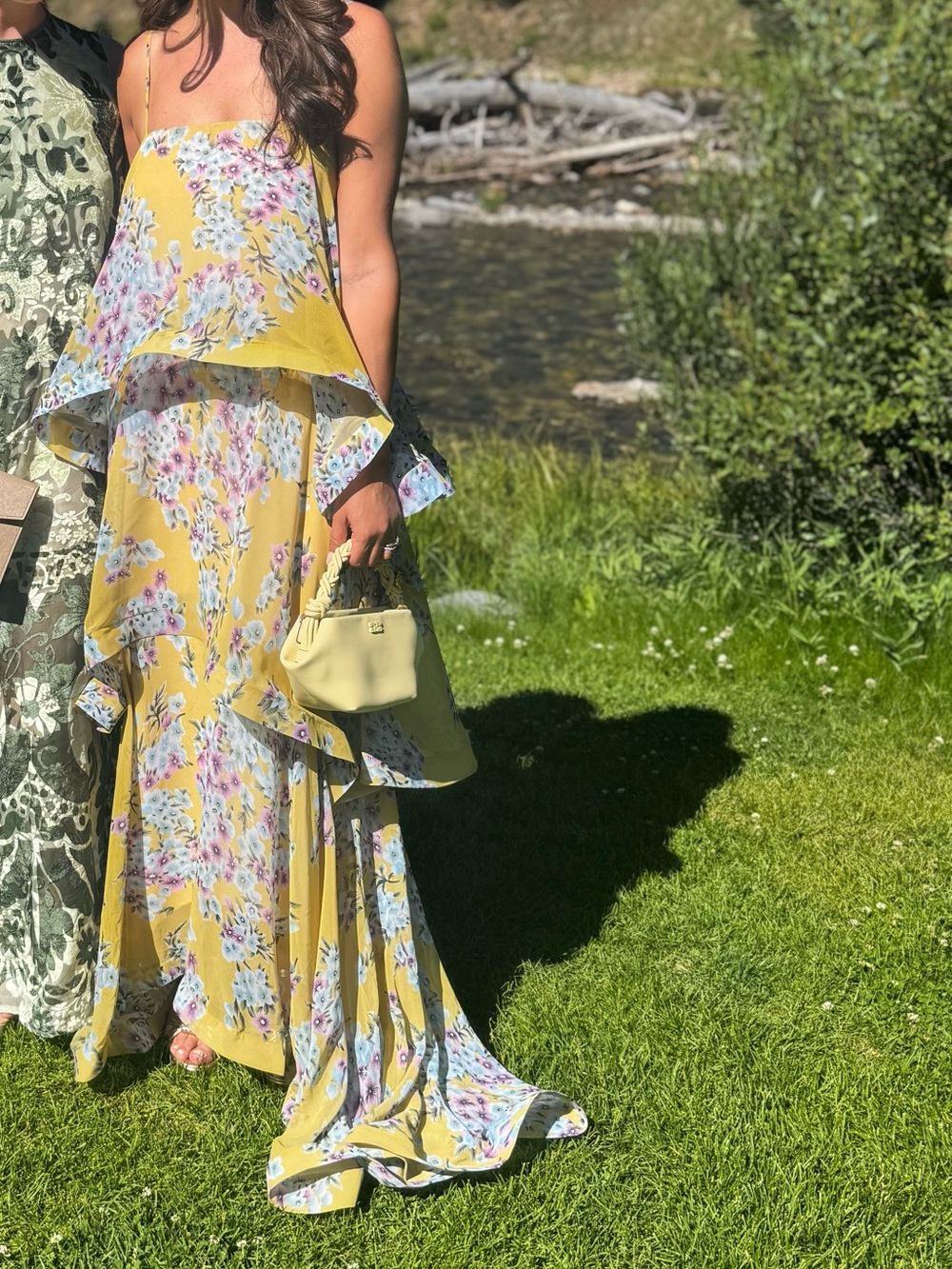 Elliatt Yellow Floral High-Low Ruffle Maxi Dress